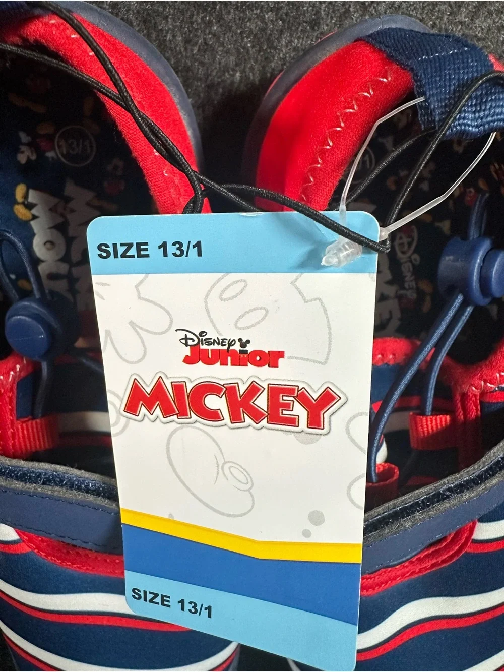 Disney Mickey Mouse Toddler Boys Water Shoes Size 13/1 Red Blue